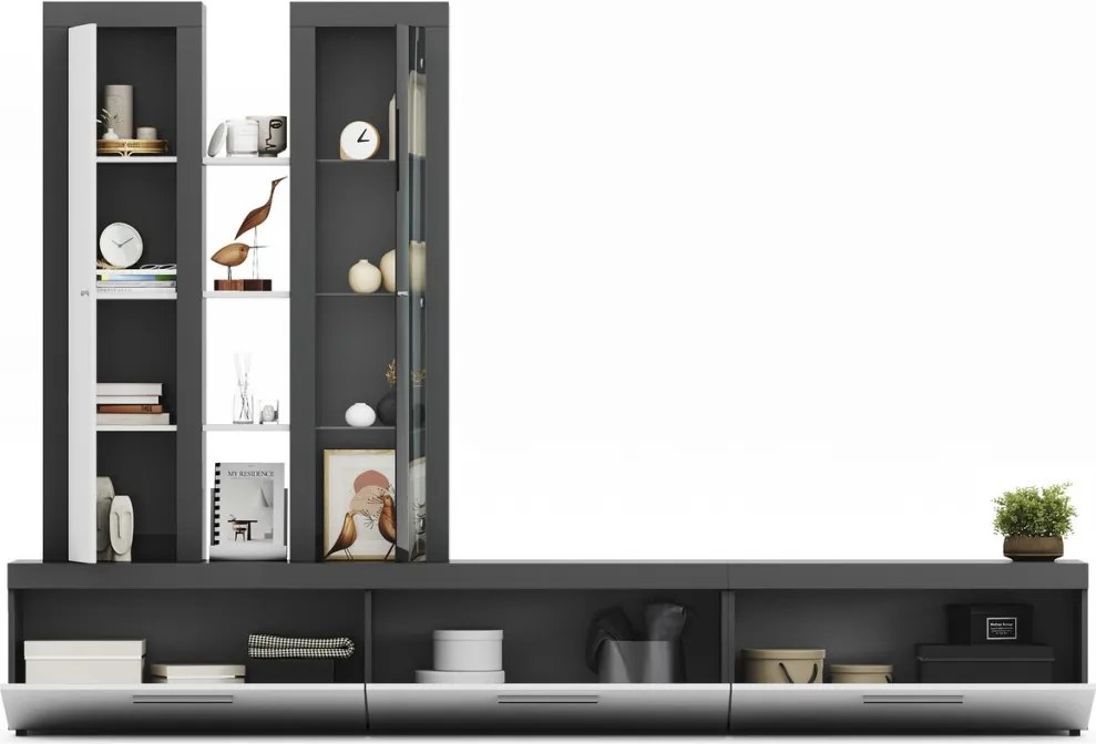 Obývacia stena Orion, antracit/biela