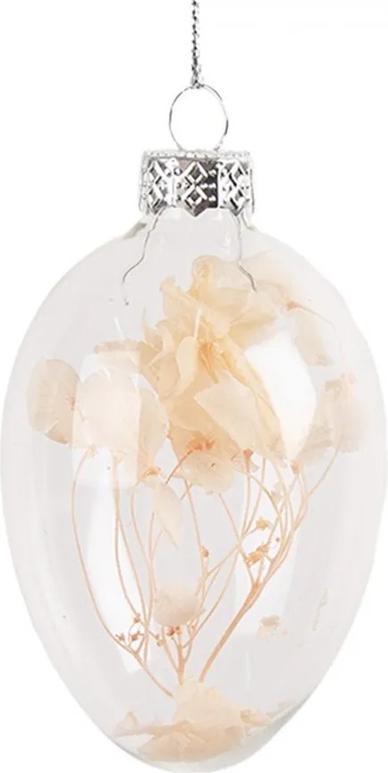 Závesné sklenené vajíčko so sušenými kvetmi Egg Bloom - Ø 5*8 cm
