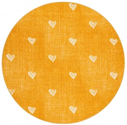 Koberec HEARTS kruh Jeans - pomaranč
