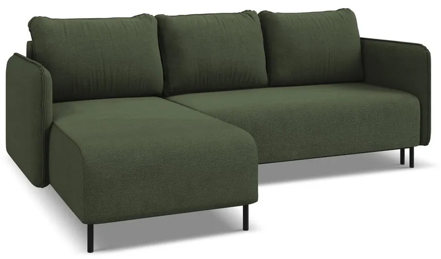 Zelená rozkladacia/s úložným priestorom rohová pohovka (ľavý roh) Luana – Makamii