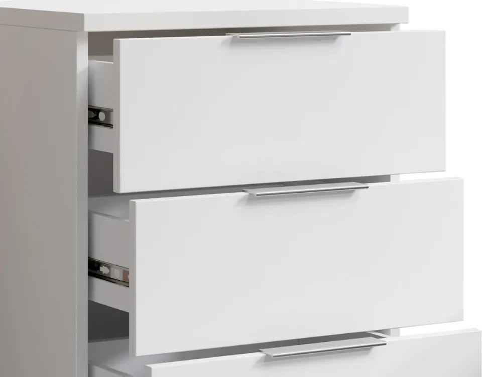 Nočný stolík/skrinka so 4 zásuvkami Smilla, výška 79 cm, biely