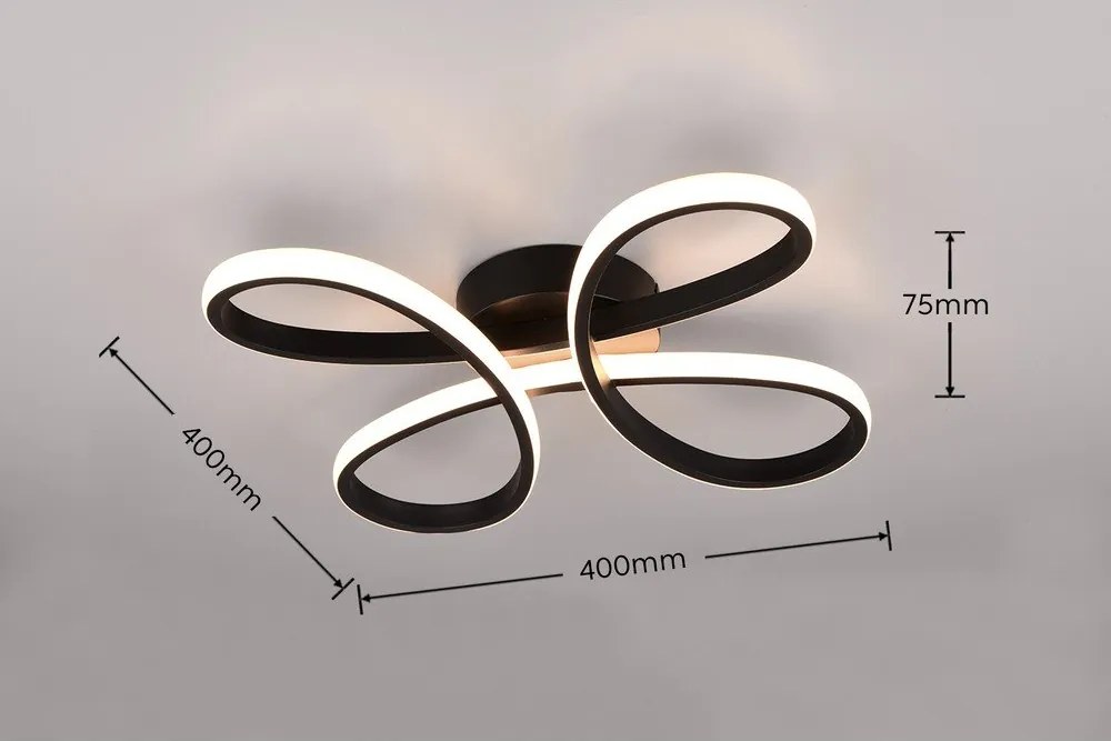 Čierne LED stropné svietidlo 40x40 cm Fly – Trio
