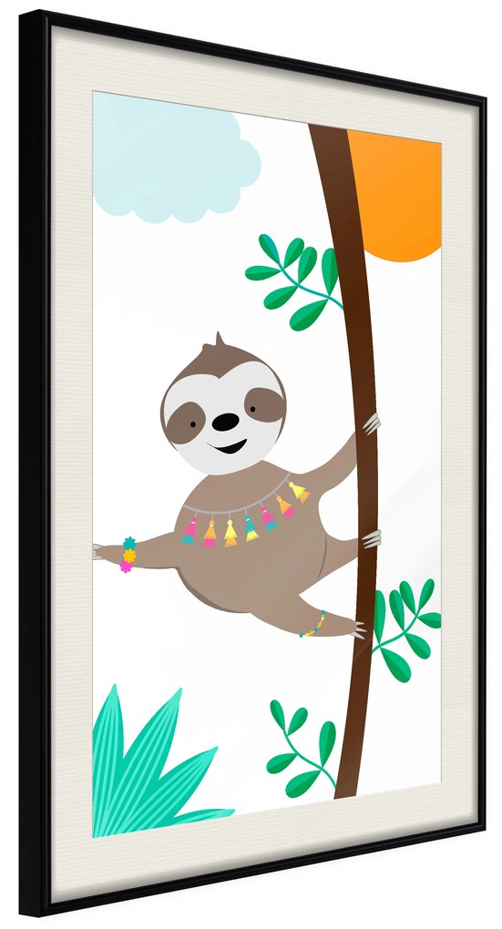 Artgeist Plagát - Happy Sloth [Poster] Veľkosť: 20x30, Verzia: Čierny rám s passe-partout