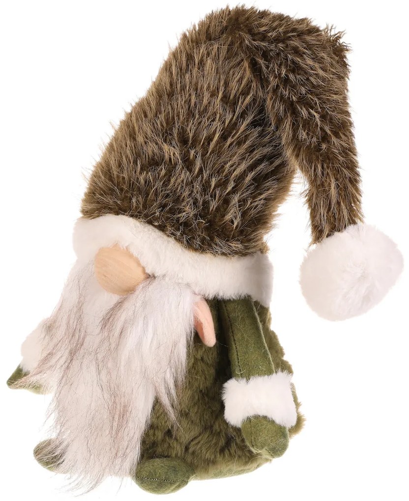 Vianočná dekorácia Škriatok stojaci, v. 30 cm, zelená/biela, 30 cm