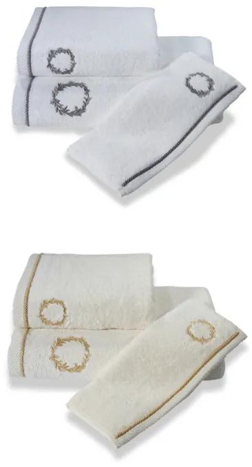 Soft Cotton Darčekové balenie uterákov a osušiek SEHZADE Smotanová / zlatá výšivka
