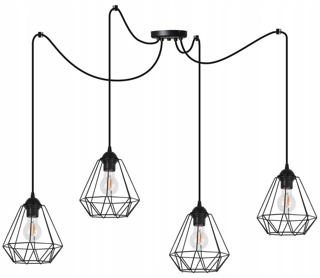 Závesné svietidlo Fusion Spider, 4x drôtené tienidlo (výber z 2 farieb)