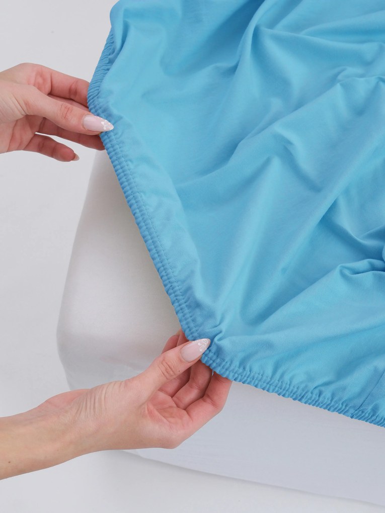 Jersey plachta do postieľky s elastanom Deluxe 60 x 120 cm – svetlomodrá