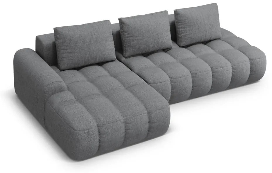 Sivá rozkladacia/s úložným priestorom rohová pohovka (ľavý roh/s leňoškou) Linz – Cosmopolitan Design