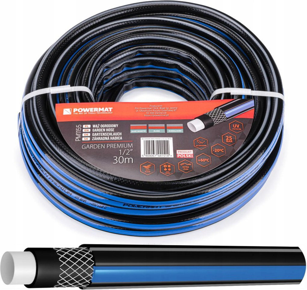 Powermat Záhradná Hadica Garden Premium 4-VRSTVOVÁ 25 Bar 1/2" 30 M PM1155