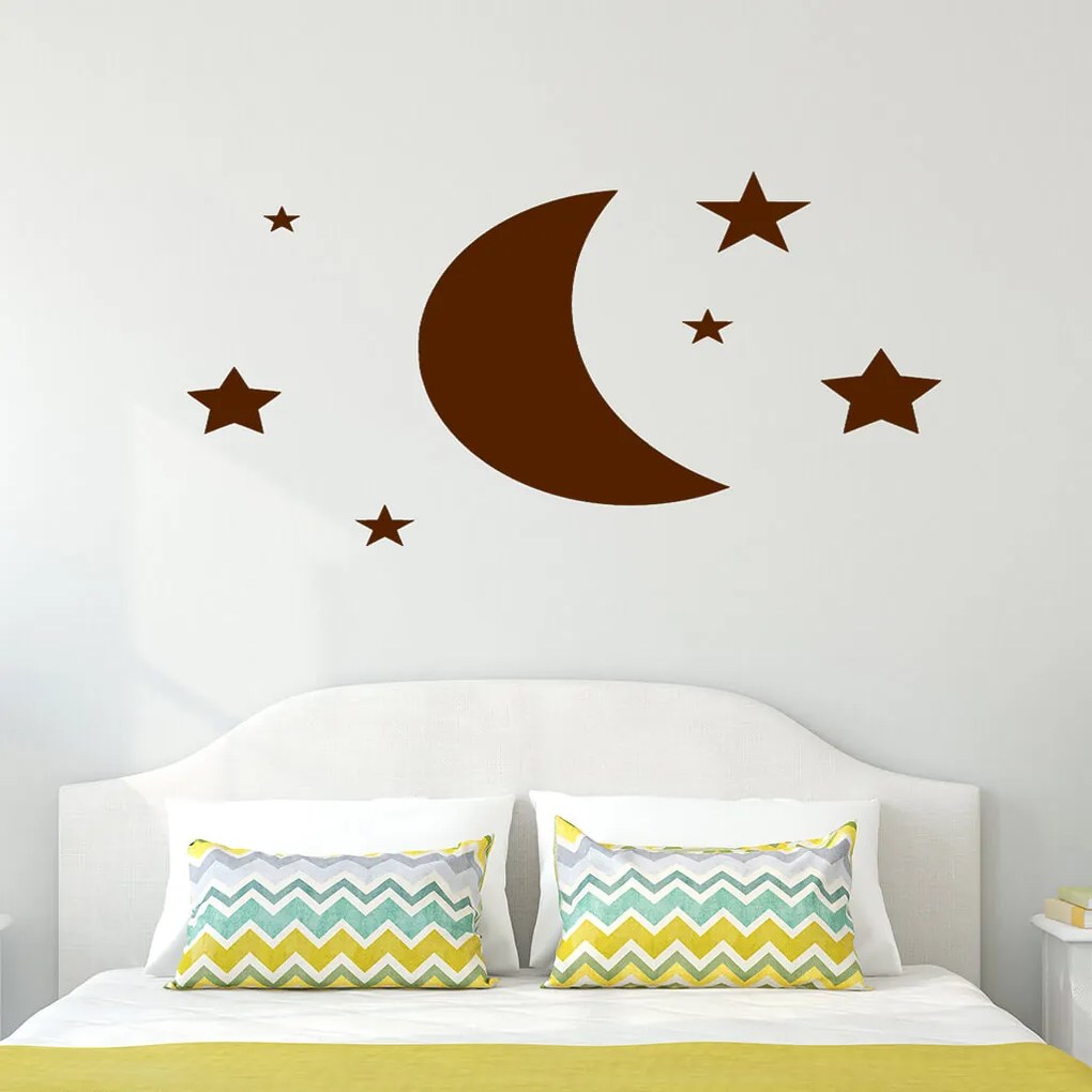 Veselá Stena Samolepka Mesiac a hviezdičky Farba: oranžová, Veľkosť: 40 x 27 cm