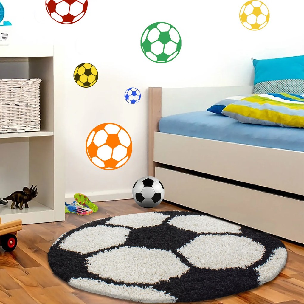 Ayyildiz koberce Kusový koberec Fun 6001 black - 100x100 (priemer) kruh cm