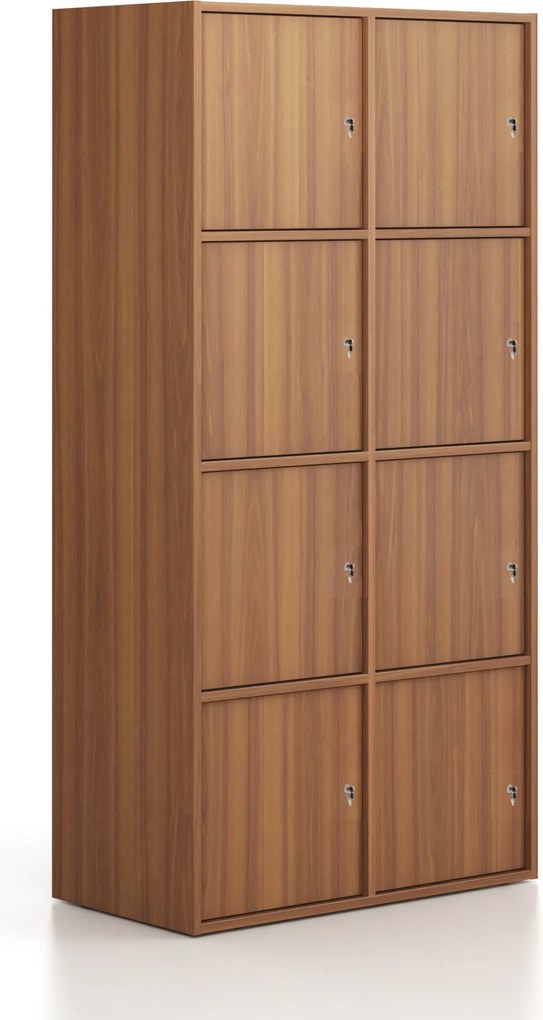 Kancelárska skriňa FRAME, 8x dvere, 872 x 450 x 1735 mm, cylindrický zámok, orech