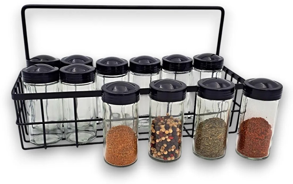 Orion Sada 12 kusov koreničiek BLACK 80ml v čiernom kovovom košíku