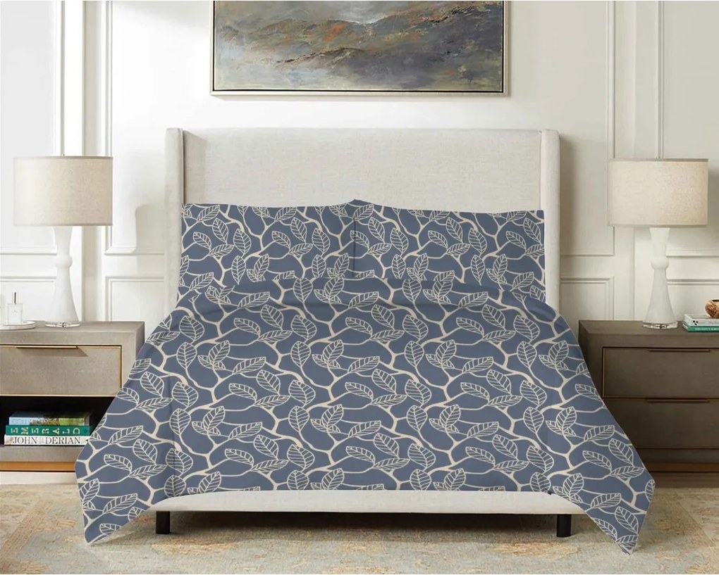 Matex Saténové povlečenie Zlaté listy, 140 x 200 cm, 70 x 90 cm