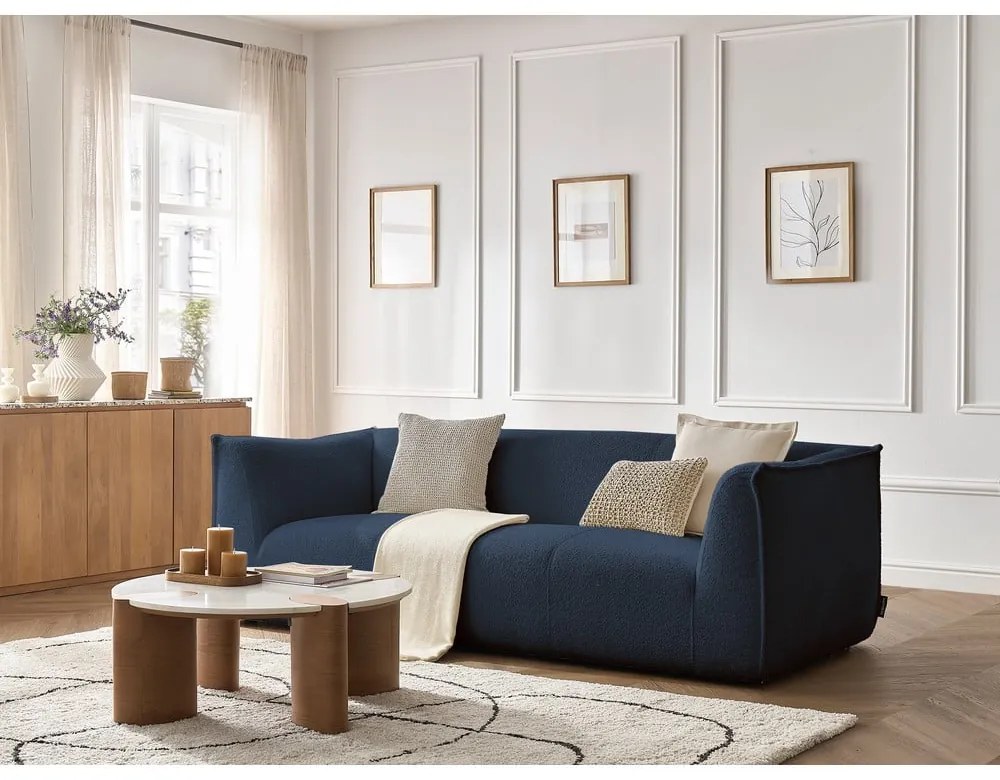 Tmavomodrá pohovka z textílie buklé 242 cm Giorgia – Bobochic Paris