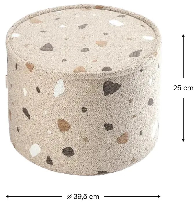 Svetlohnedý detský puf z textílie buklé/ženilkový Terrazzo – Wigiwama