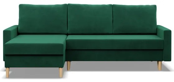 Rohová rozkladacia sedačka BLANK Elegant fľaškovo zelená