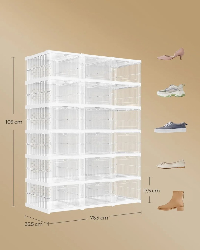 Úložný box Bill, sada 18ks, 35,5x25,6x17,6 cm, transparentná