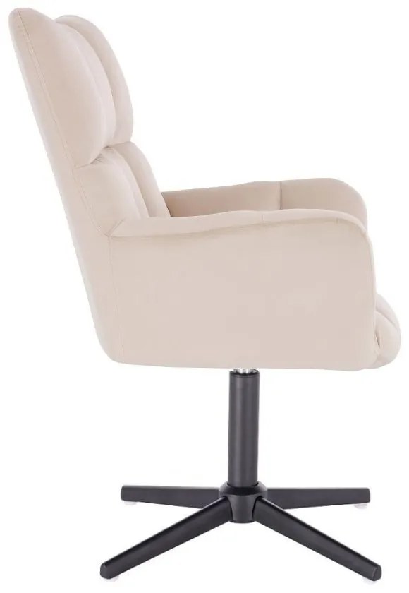 LuxuryForm DESIGN Otočné kreslo AURORA VELUR na čiernom kríži - krémové