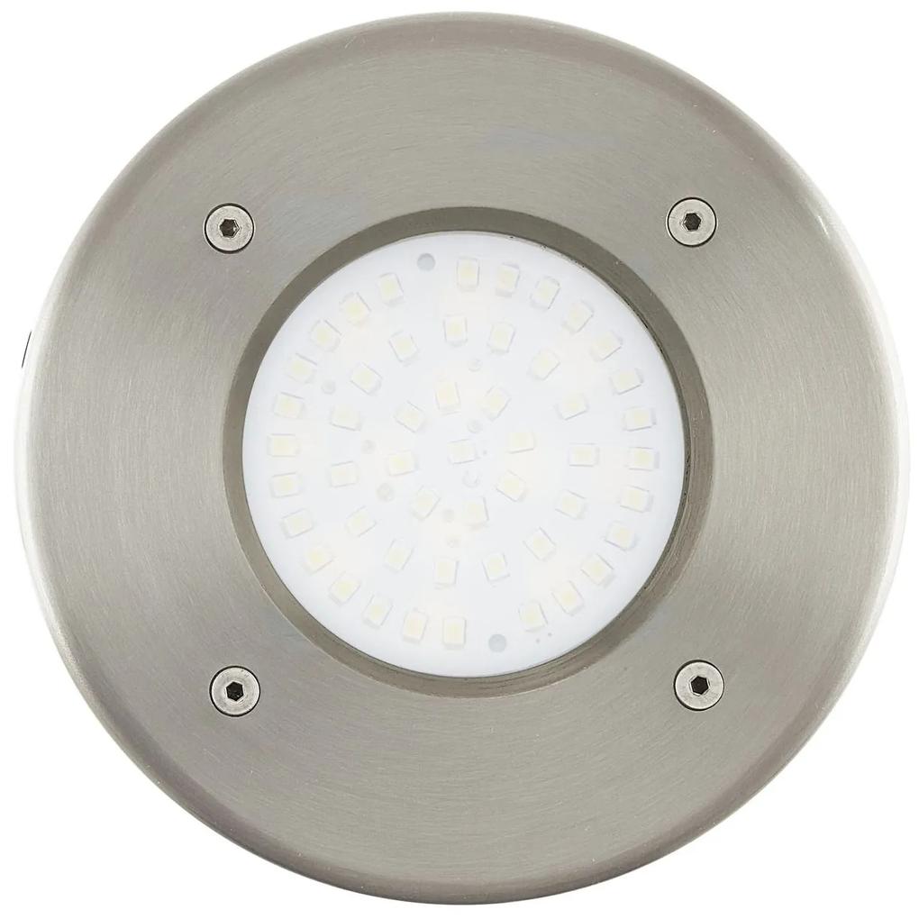 EGLO Vonkajšie zápustné zemné LED svetlo LAMEDO, kruh, strieborné, 10cm