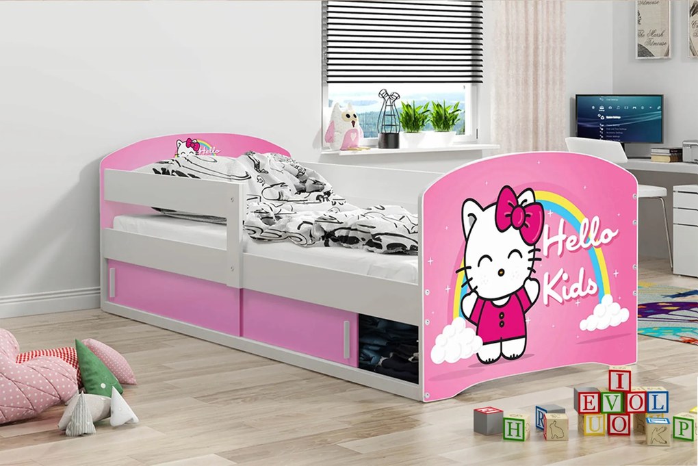 Interbeds LUKI 1 Jednolôžková detská posteľ 80x160 biela Hello Kids