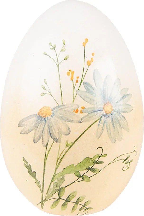 Dekorácia keramické vajíčko s modrými kvetmi - 11*11*17 cm
