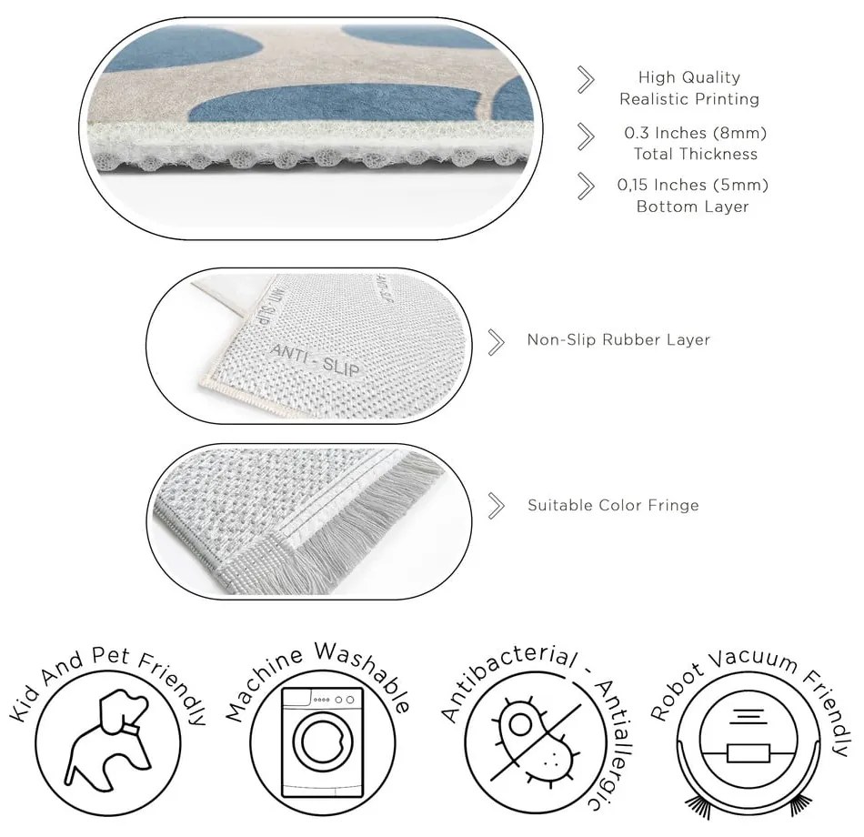 Modrý prateľný koberec 80x150 cm Blue Meadow – Mila Home