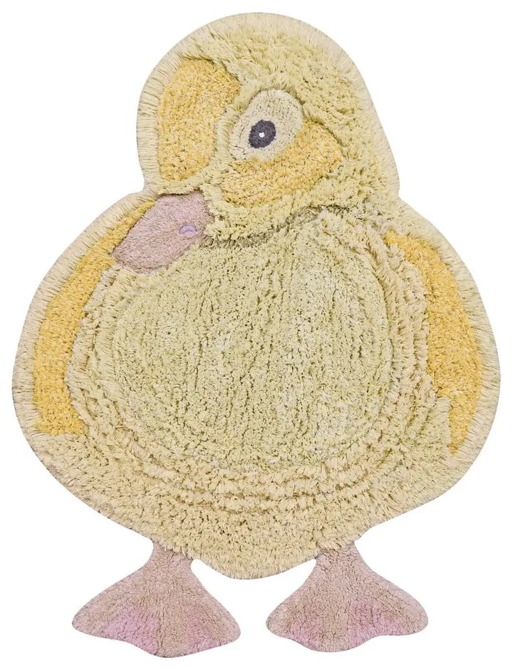 Žltý prateľný ručne tkaný bavlnený detský koberec 95x120 cm Ducky – Lorena Canals