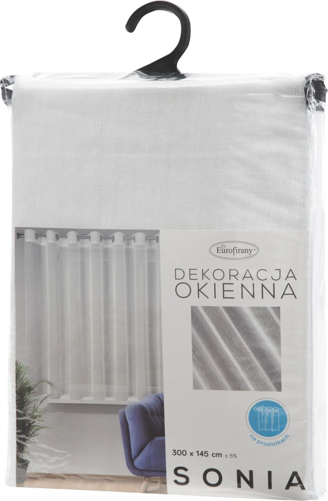 ZÁCLONA NA KRÚŽKOCH SONIA 300X145 CM BIELA