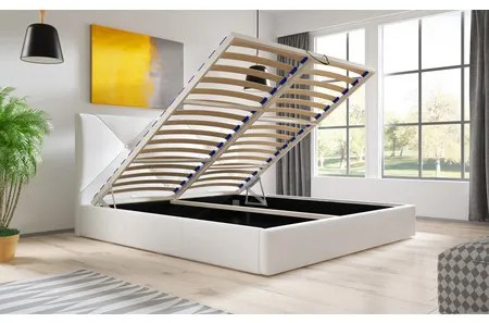Čalúnená posteľ KARINO rozmer 180x200 cm Biela eko-koža