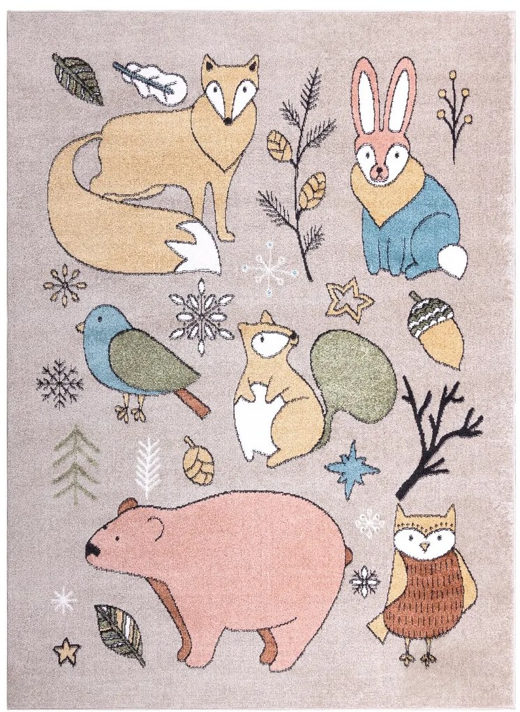 Dywany Łuszczów, Detský kusový koberec Fun Forester beige, 140x190, viacfarebná, detská izba