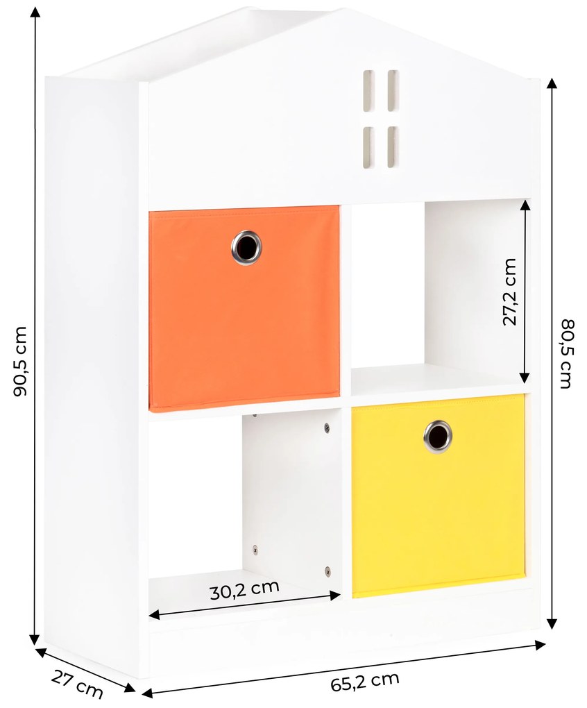 EcoToys Detská drevená knižnica domček - 2x úložný box