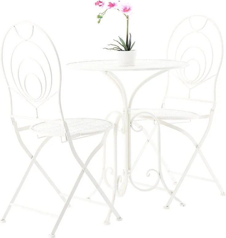 CH Kovový vintage záhradný nábytok Linda - stôl + 2 stoličky