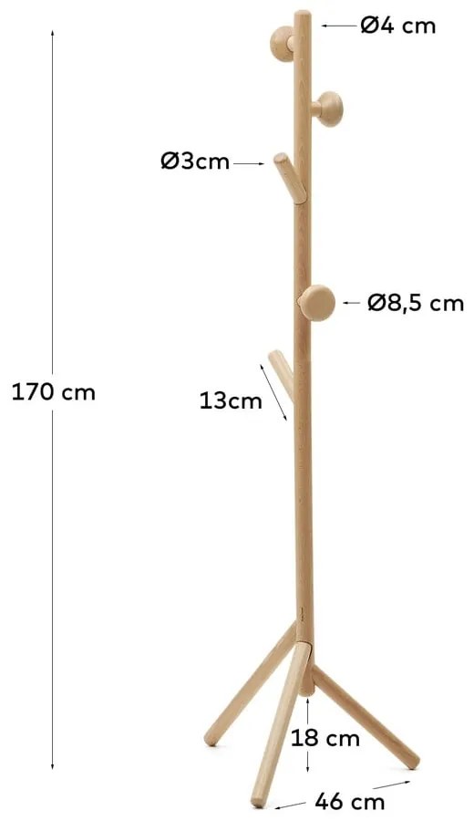 Vešiak z bukového dreva v prírodnej farbe 46x170 cm Nadue – Kave Home
