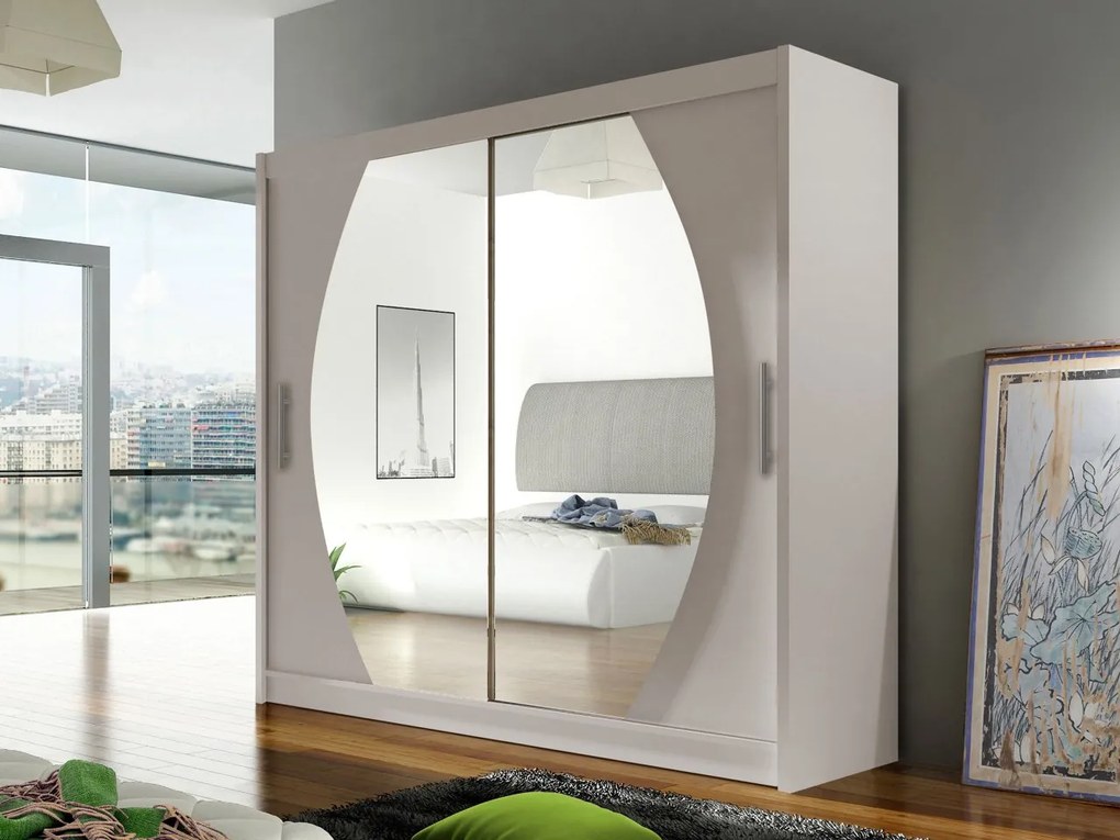Skriňa London IV, Farby: kašmír, Osvetlenie: osvetlenie LED RGB - farebné