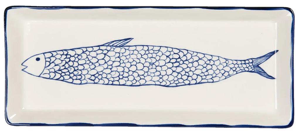 Servírovací tanier s modrým dekorom ryby Atalante - 30 * 12 * 2 cm