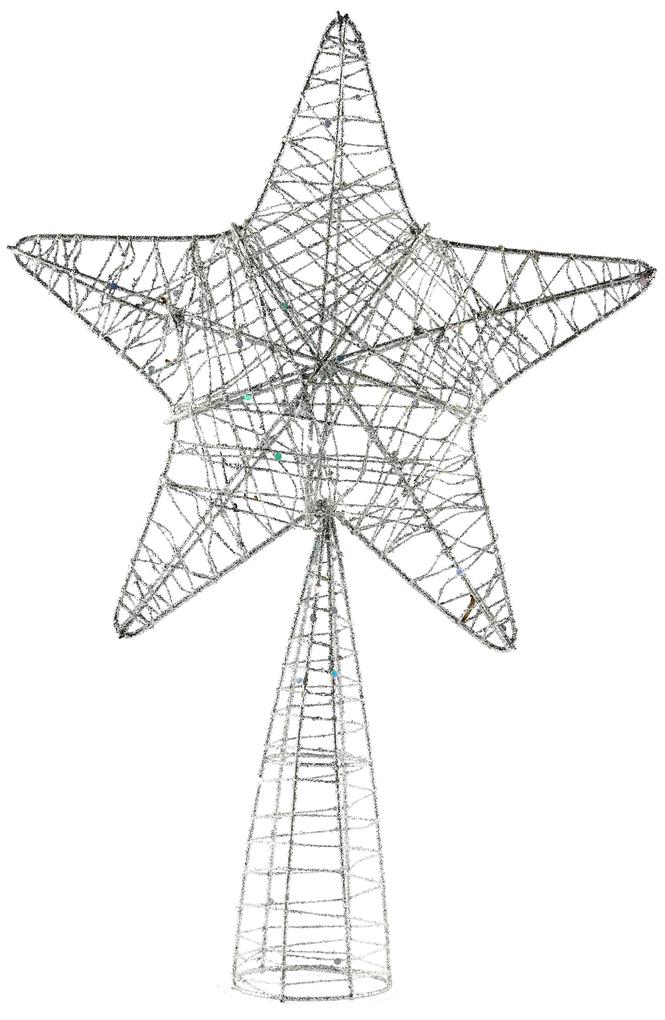 Špica na strom - Strieborná hviezda, 18 x 30cm