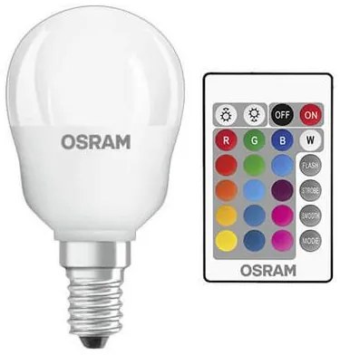 Žiarovka LED OSRAM E14 RGB P45 4,2W s diaľkovým ovládaním
