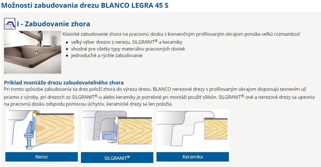 Blanco Legra 6 S Compact, silgranitový drez 780x500x190 mm, 1,5-komorový, kávová, 521307