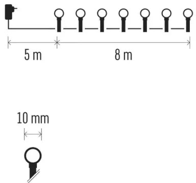 LED vianočný reťaz 80xLED/230V/8 funkcií 13m IP44 teplá biela