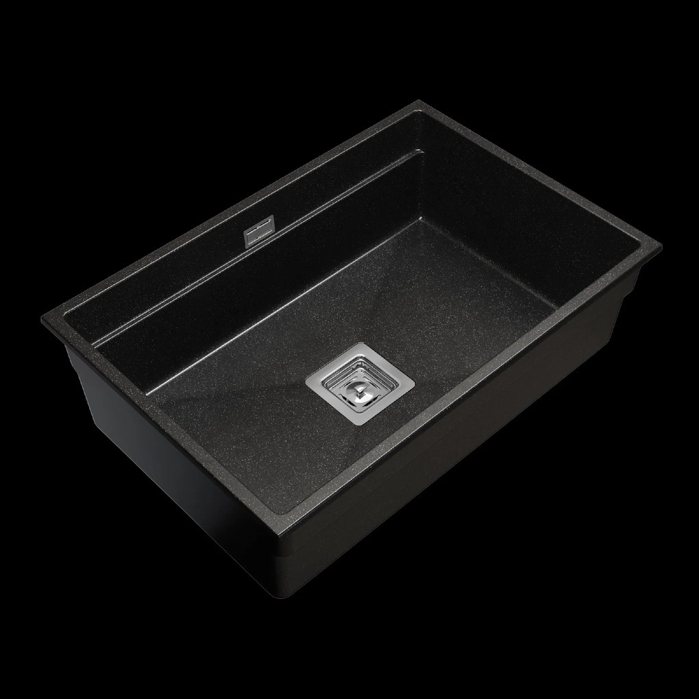 Gamma Decor 7050, 1-komorový granitový drez 700x470x220 mm, čierna škvrnitá, GMA-ZLE000105