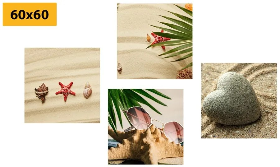 Set obrazov zátišie piesočnatej pláže Varianta: 4x 40x40