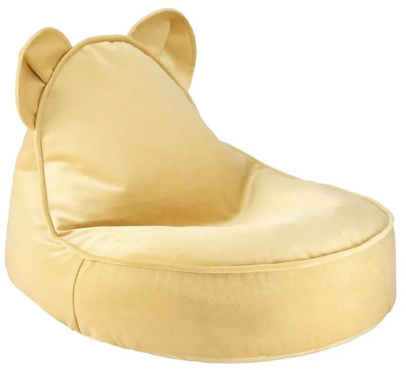 Žltý zamatový detský sedací vak Bear – Wigiwama