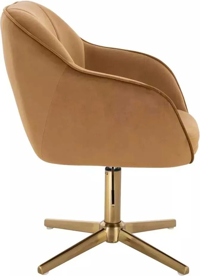 LuxuryForm DESIGN Stolička AVOLA VELUR na zlatom kríži - medová