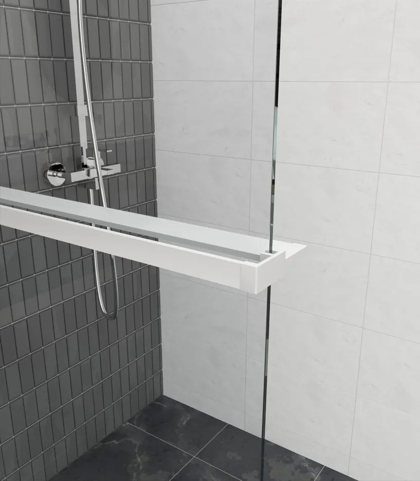 Erga Paris, sprchová zástena Walk-In 100x200 cm, 8mm číre/mliečne sklo, biely matný profil, ERG-V02-PARIS-100x200-MF-WH