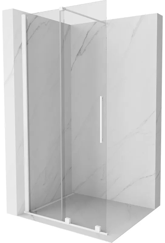 Mexen Velar, posuvné dvere do otvoru typ Walk-In 75 cm, 8mm číre sklo, biela, 871-075-000-03-20