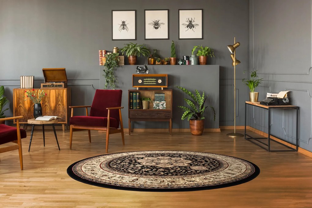 Okrúhly koberec ROYAL ADR model 521 čierny