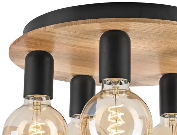 Stropné svietidlo DUSTY 5xE27/15W/230V pr. 34 cm dub/čierna