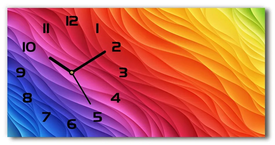 Vodorovné Sklenené hodiny na stenu tiché Farebné vlny pl_zsp_60x30_f_95451592