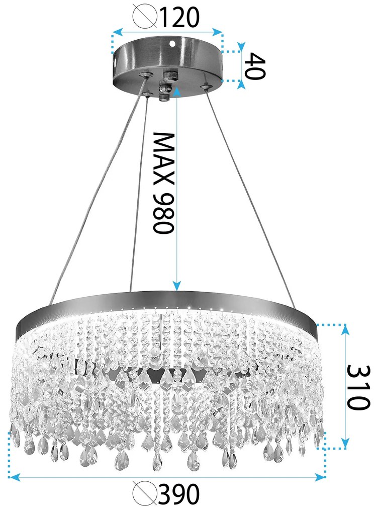 Toolight Toolight, LED závesné osvetlenie 40cm, 18W, 4000K, APP1730-1CP, zlatá, OSW-04341